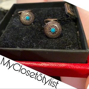 Neiman Marcus Turquoise Sterling Cufflinks NEW Silver 925 Italy Hallmark Signed